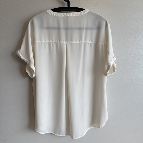 Maurices Womens Capped Sleeve Sheer White Blouse Feminine Danity Layers Coastal - Picture 4 of 13